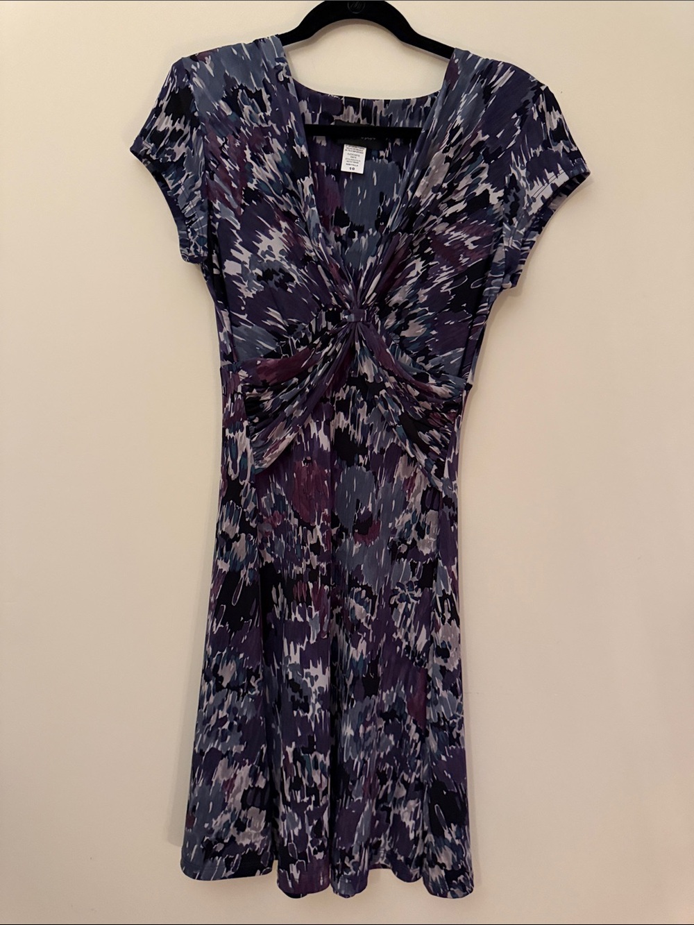 connected apparel Purple Print Twist-Front Midi Dress
